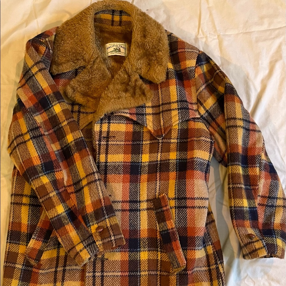 Vintage Plaid Pacific Trail Sportswear Fur Coat